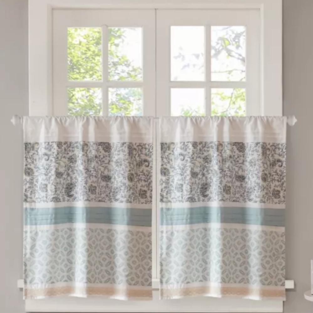 NEW Madison Park Dawn 36-Inch Kitchen Window Curtain Tier Pair in Blue